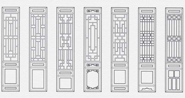 东莞生态园常用中式仿古花窗图案隔断设计图