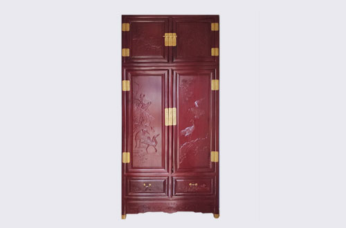 东莞生态园高端中式家居装修深红色纯实木衣柜